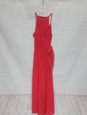Strappy Wrap Maxi Dress in Coral